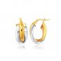 14k Two-Tone Gold Double Row Intertwined Oval Hoop Earrings Womens Fine Fashion