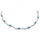 2.16 Carat 14K Solid White Gold Tennis Bracelet Diamond Blue Topaz