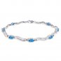2.16 Carat 14K Solid White Gold Tennis Bracelet Diamond Blue Topaz