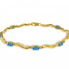 2.16 Carat 14K Solid Gold Tennis Bracelet Diamond Blue Topaz