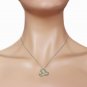 Womens 14K Solid White Gold Heart Necklace with Natural Diamond & Green Amethyst