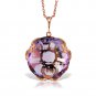 14K Solid Rose Gold Necklace with Checkerboard Cut Round Amethyst