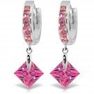 7.58 Ct 14K Solid White Gold Dangling Cubic Zirconia Hoop Earrings Cute Fashion