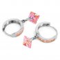 7.58 Ct 14K Solid White Gold Dangling Cubic Zirconia Hoop Earrings Cute Fashion