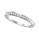 14k White Gold Womens Diamond Slender Single Row Wedding Band 0.16ct Size 5-11