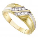 10k Yellow Gold Mens Round Diamond Double Row Two-tone Wedding Band Ring 1/8