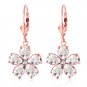 14K Solid Rose Gold Leverback Earrings withRose Topaz & Diamond