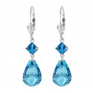 11 CTW 14K Solid White Gold High Tide Blue Topaz Earrings Gemstone Layering