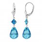 11 CTW 14K Solid White Gold High Tide Blue Topaz Earrings Gemstone Layering