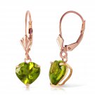 3.25 Carat 14K Solid Rose Gold Leverback Earrings Natural Peridot