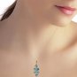 Womens 3.15 Carat 14K Solid Gold Passione Blue Topaz Necklace Layering Jewelry