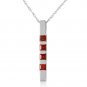 0.35 Carat 14K Solid White Gold Necklace Bar Natural Garnet