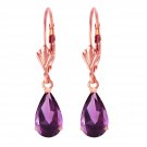 2.5 CT 14K Solid Rose Gold Leverback Earrings Amethyst Womens Natural Gemston