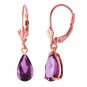 2.5 CT 14K Solid Rose Gold Leverback Earrings Amethyst Womens Natural Gemston