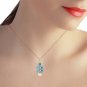 14K Solid Rose Gold Necklace with Blue Topaz & pearl Gemstone Layering Jewelry