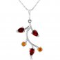 Womens 0.95 Carat 14K Solid White Gold Down The River Garnet Citrine Necklace