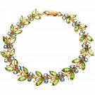 14K Solid Rose Gold Butterfly Bracelet with Peridot & Blue Topaz
