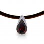 14K Solid Rose Gold & Leather Necklace with Natural Garnet Womens Gemstone