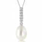 4.08 Carat 14K Solid White Gold Necklace Diamond Briolette pearl