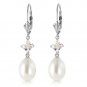 9 Carat 14K Solid White Gold Uniqueness White Topaz pearl Earrings Womens