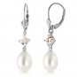 9 Carat 14K Solid White Gold Uniqueness White Topaz pearl Earrings Womens