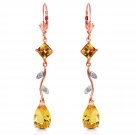 3.97 CTW 14K Solid Rose Gold Chandelier Earrings Diamond Citrine