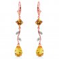 3.97 CTW 14K Solid Rose Gold Chandelier Earrings Diamond Citrine
