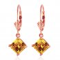 3.2 CT 14K Solid Rose Gold Citrine Simplicity Earrings Womens Natural Gemstone