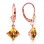 3.2 CT 14K Solid Rose Gold Citrine Simplicity Earrings Womens Natural Gemstone