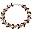 16.5 Carat 14K Solid White Gold Butterfly Bracelet Garnet Citrine