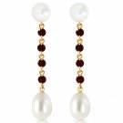 11 Carat 14K Solid Gold pearly View Garnet pearl Earrings Cute Fashion Jewelry