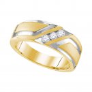 Mens Diamond Wedding Anniversary Band Ring 0.25ct 10k Yellow Gold Size 8-13