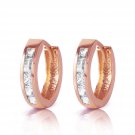 1.2 Carat 14K Solid Rose Gold Hoop Huggie Earrings White Topaz