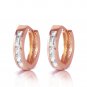 1.2 Carat 14K Solid Rose Gold Hoop Huggie Earrings White Topaz