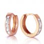 1.2 Carat 14K Solid Rose Gold Hoop Huggie Earrings White Topaz