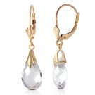 6 Carat 14K Solid Bright Moon White Topaz Earrings Natural Gemstone Jewelry