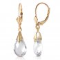 6 Carat 14K Solid Bright Moon White Topaz Earrings Natural Gemstone Jewelry