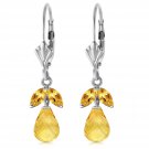 3.4 Ct 14K Solid White Gold Not Crooked Path Citrine Earrings Natural Gemstone