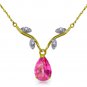 14K Solid Gold Womens Beautiful Burning Heat Pink Topaz Diamond Necklace 1.52 Ct