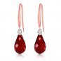 14K Solid Rose Gold Womens Cute Fish Hook Fashion Earrings w/ Diamonds & Garnets