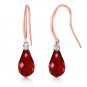 14K Solid Rose Gold Womens Cute Fish Hook Fashion Earrings w/ Diamonds & Garnets