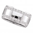 14k White Gold Womens Round Channel-set Diamond Double Row Wedding Band 1 Cttw