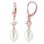 14K Solid Rose Gold Leverback Earrings with Rose Topaz & pearls