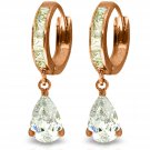 14K Solid Rose Gold Women's Cute Dangling Cubic Zirconia Fashion Hoop Earrings