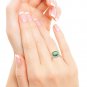 14K Solid White Gold Ring with Natural 12.0 mm Round Green Amethyst Genuine