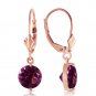 3.1 Carat 14K Solid Rose Gold Round Amethyst Leverback Earrings