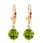 3.1 CTW 14K Solid Gold Charmed Life Peridot Earrings Natural Gemstone Jewelry