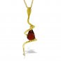 14K Solid Gold Snake Necklace withDangling Briolette Garnet & Diamond