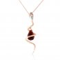 14K Solid Gold Snake Necklace withDangling Briolette Garnet & Diamond