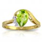 1.52 CT 14K Solid Gold Love Stems Peridot Diamond Ring Gemstone Womens Size 5-11